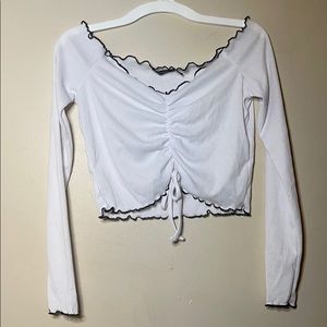Off the should cropped long sleeve top